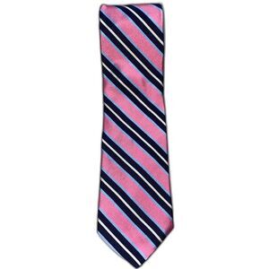 346 Brooks Brothers Pure Silk Tie Pink Blue White Stripe Repp Like New